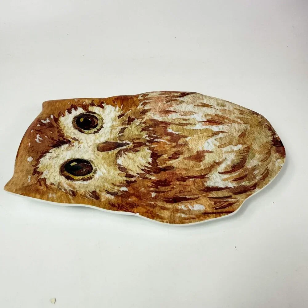 Pier 1 Natural Owl Shaped Melamine 9'' Serving Plate Platter dish